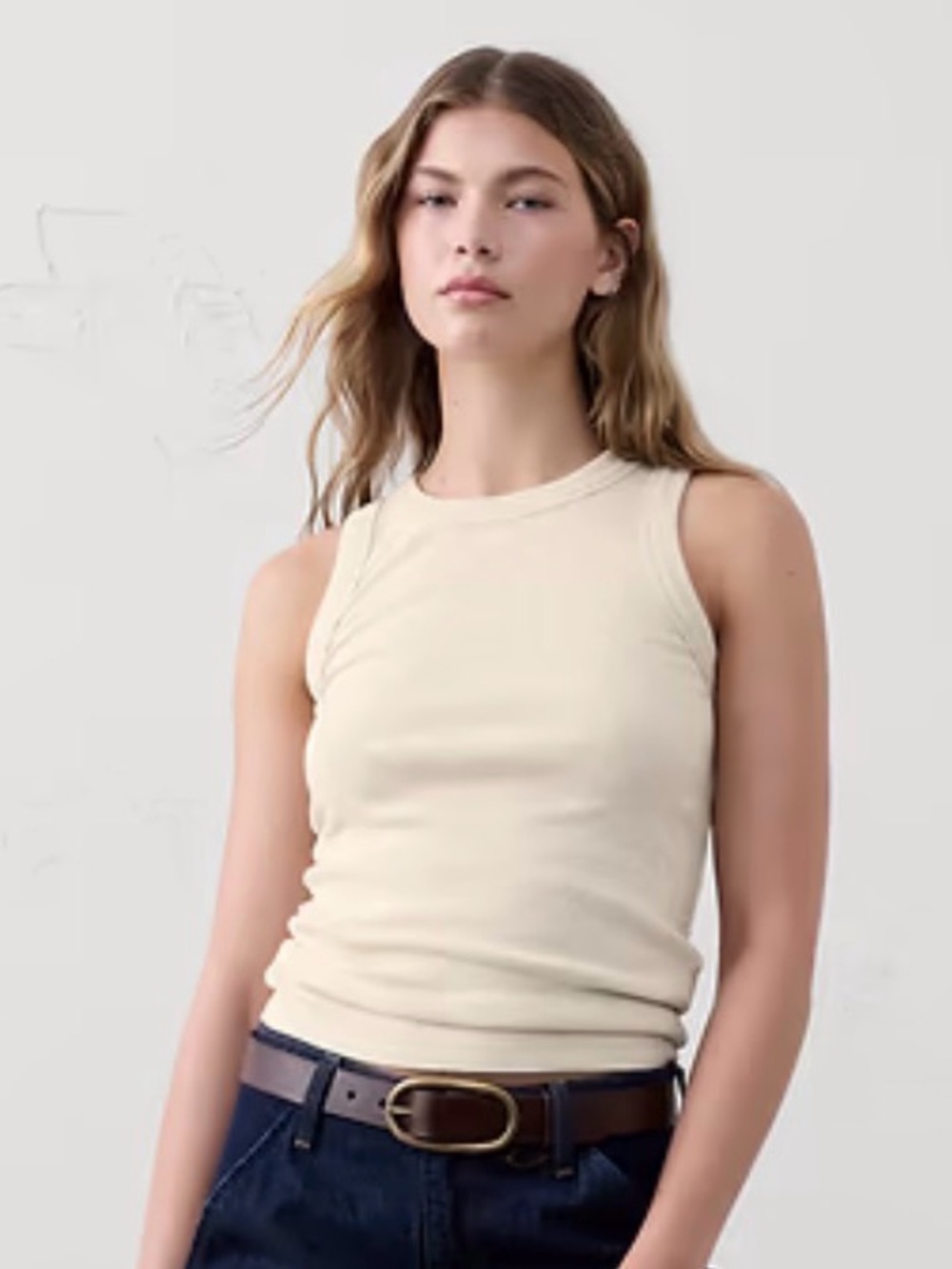NWOT Banana Republic Ribbed Racer Tank Top - Heather Oatmeal